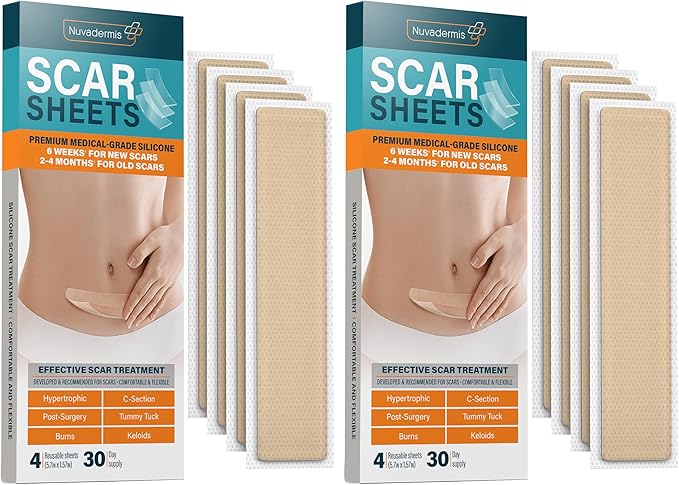 NUVADERMIS Silicone Scar Sheets – Extra 2 Packs 4-8 Total