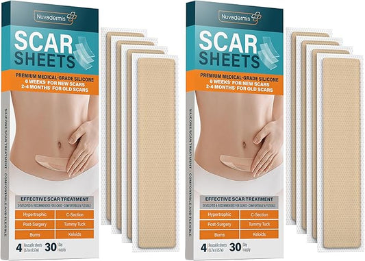 NUVADERMIS Silicone Scar Sheets – Extra 2 Packs 4-8 Total