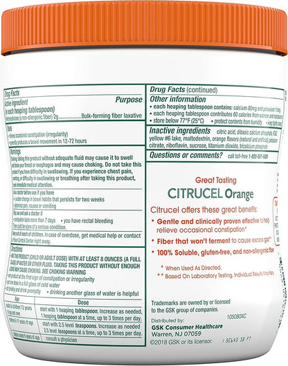 Citrucel Fiber Powder for Occasional Constipation 16 Ounces