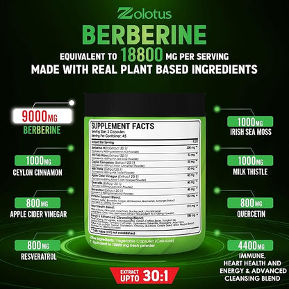 Zolotus 18800mg Berberine Supplement 40 in 1, with