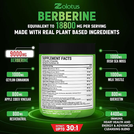 Zolotus 18800mg Berberine Supplement 40 in 1, with