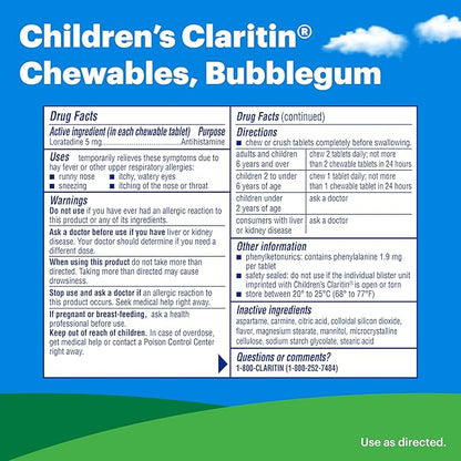 Claritin Children’s Chewables, 24-Hour Non-drowsy Kids 40 antihistamine