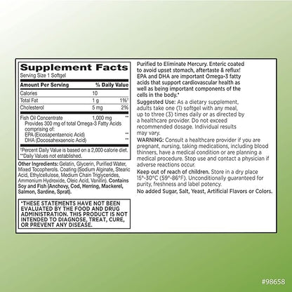 Quality Choice Fish Oil 1000mg 300mg Omega 3 Fatty 60 Count