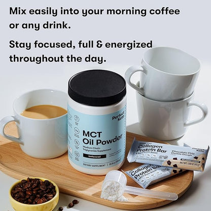 Perfect Keto 7g MCT Oil Powder, Medium Chain Triglycerides Supplement, Non Dairy Coffee Creamer for Keto Diet, Ketogenic MCT Oil Mix for Coffee, Smoothie, Protein Shakes, Tea, Unflavored, 30 Servings
