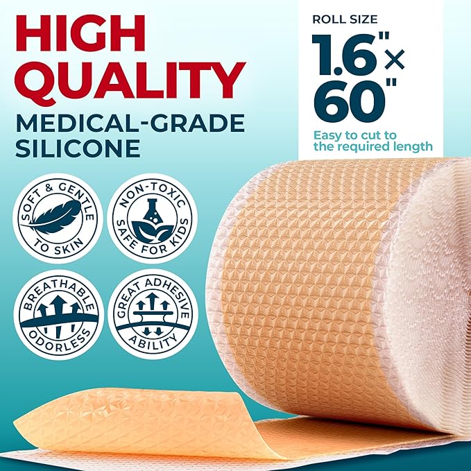 Medical Grade Silicone Scar Tape 1.6”x60” -