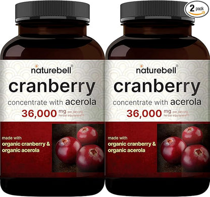 NatureBell 2 Pack Cranberry Pills 36,000mg 100:1 Fresh
