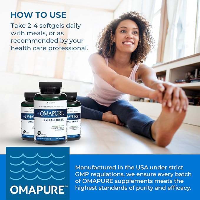 Pharmaceutical Grade Omega-3 Fish Oil Supplement (5 Bottles, 120 softgels) 2600 mg Omega-3 Fatty 5-Star Certified