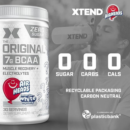 Xtend XTEND Original BCAA Powder Airheads Candy Flavor, 7g BCAA and 2.5g L-Glutamine, Sugar Free Post Workout Muscle Recovery Drink with Amino Acids for Men & Women, 30 Servings