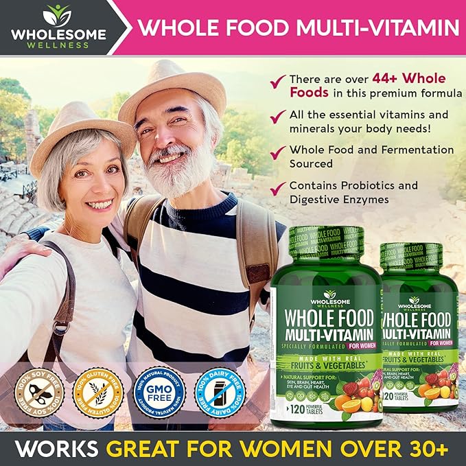Whole Food Multivitamin for Women - Natural Multi Vitamins, Minerals, Organic Extracts - 120 Tablets