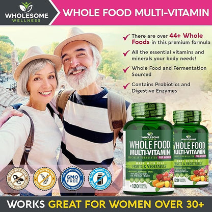 Whole Food Multivitamin for Women - Natural Multi Vitamins, Minerals, Organic Extracts - 120 Tablets
