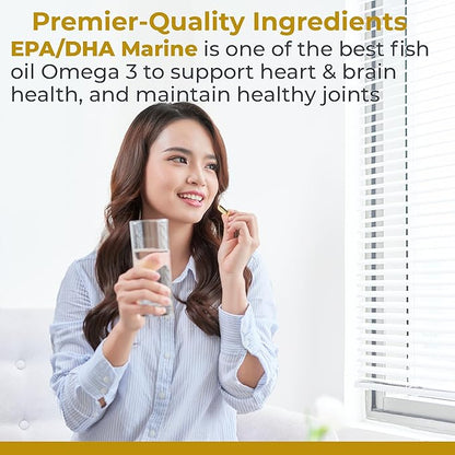 Premier Research Labs EPA DHA Marine Softgels - Omega 3 Fish Oil, EPA DHA Omega 3 Supplement, Fatty Acids for Women & Men, Natural - 90 Softgel Capsules