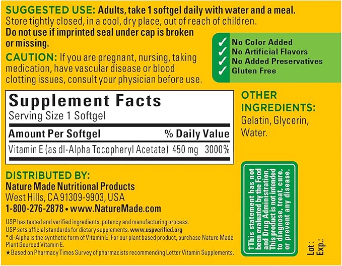 Nature Made Vitamin E 1000 IU 60 Ct