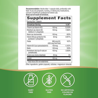 Nature's Way B-100 Complex, Supports Cellular 8 B-Vitamins, 60 Capsules