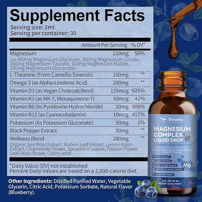 21 in 1 Magnesium Glycinate Complex D3,K2,B6 & B12 Plus Omega-3 Sea Flavor,2 Fl