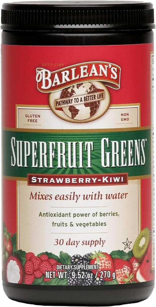 Barlean's Strawberry Kiwi Superfruit Greens Powder, 9.52 oz