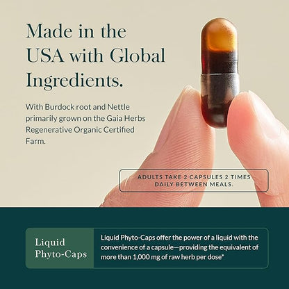 Gaia Herbs Hair, Skin & Nail Support - Helps Promote Healthy Skin, Hair Growth & Nail Growth - with Horsetail, Alfalfa, Burdock, Gotu Kola & Nettle - 60 Vegan Liquid Phyto-Capsules (15-Day Supply)