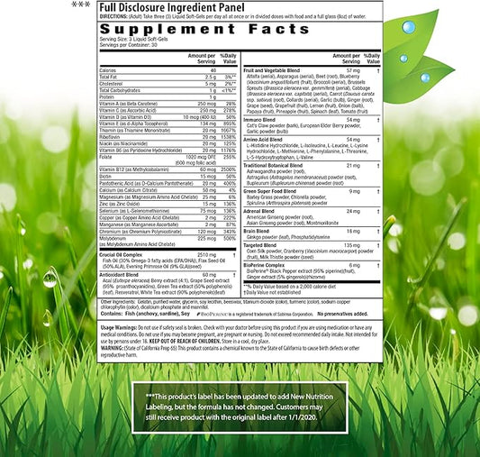 Irwin Naturals Women's Living Green Liquid-Gel Multi - 120 Liquid Soft-Gels, Pack of 2 - Includes 70 Essential Nutrients, Vitamins & Minerals - 80 Total Servings