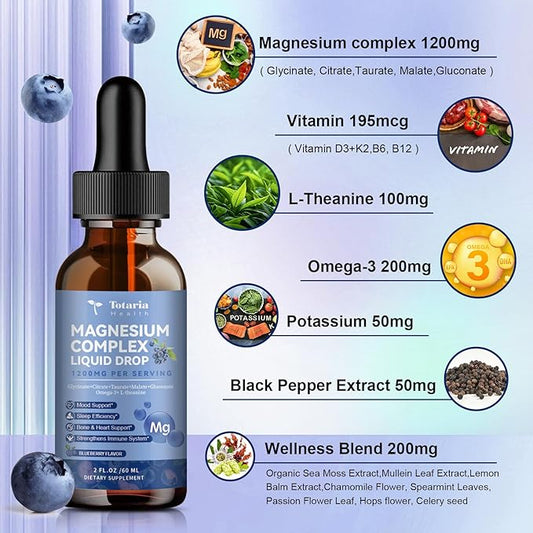 21 in 1 Magnesium Glycinate Complex D3,K2,B6 & B12 Plus Omega-3 Sea Flavor,2 Fl