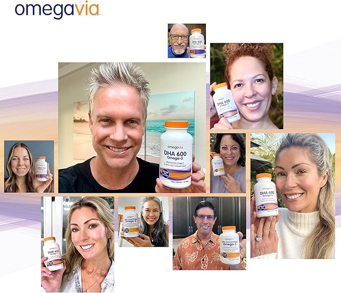 OmegaVia DHA 600 mg Omega-3 DHA 3 Supplement, 5-Star Certified 120 Softgels