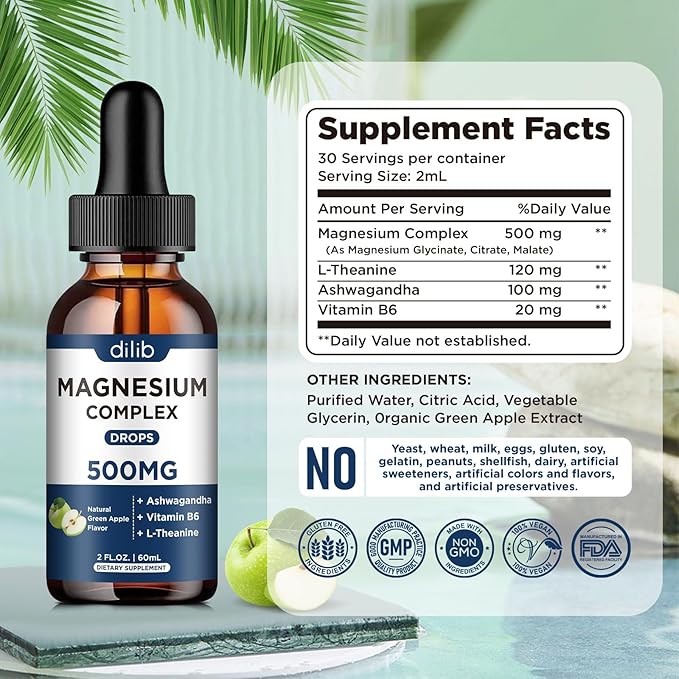 Triple Magnesium Complex Supplement-Magnesium Glycinate, Citrate, 500mg with B6 for