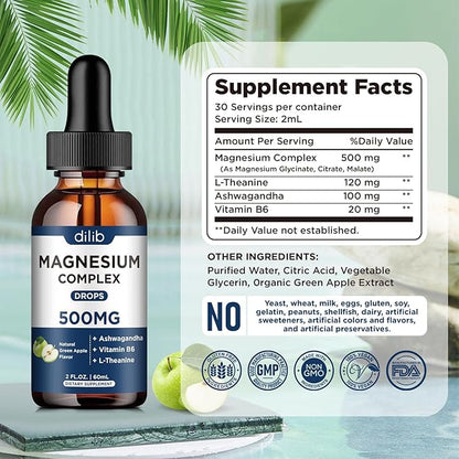Triple Magnesium Complex Supplement-Magnesium Glycinate, Citrate, 500mg with B6 for