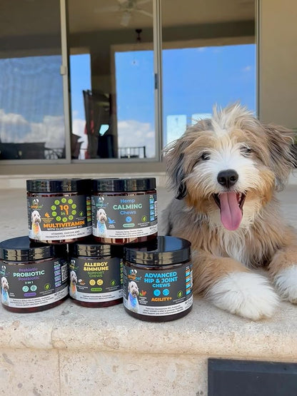 Googipet Premium 10 in 1 Dog Vitamins Multivitamin Chewable w/Dog Probiotics for Gut Health, Dog Vitamins and Supplements w/Vitamin C & Glucosamine for Joint Support (Chicken & Vegetable Flavor)