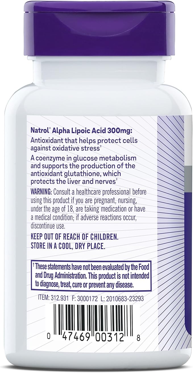 Natrol Alpha Lipoic Acid Capsules, Antioxidant 300mg, 50 50 Count
