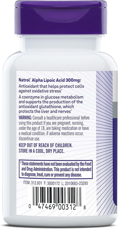 Natrol Alpha Lipoic Acid Capsules, Antioxidant 300mg, 50 50 Count