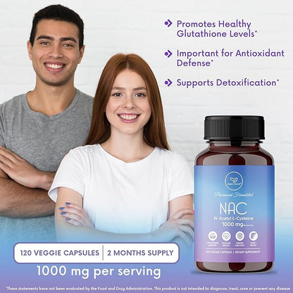 NAC Supplement N-Acetyl Cysteine 1000 mg, 120 N-Acetyl-L-Cysteine