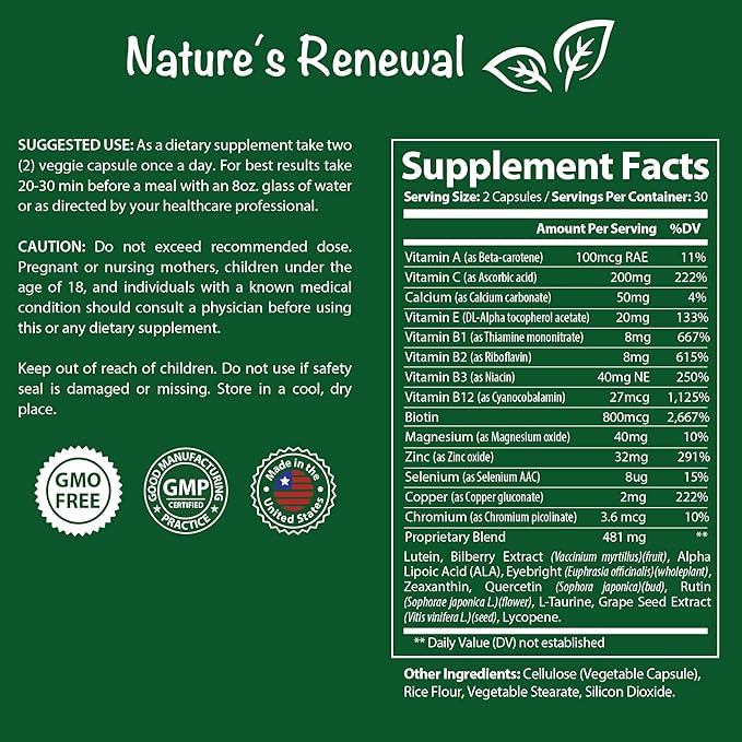 Nature's Renewal Eye Health Complex Supplement 60 Capsules