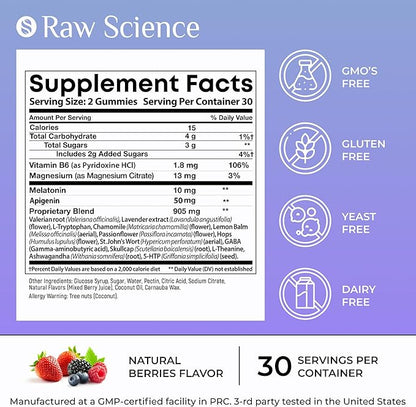 Melatonin Gummies - Supplement for Adults with Melatonin 10mg, Ashwagandha, Magnesium, Vitamin B6, Calcium - Calm, Relax & Support: Inositol, L-Theanine, GABA, 5HTP, Lemon Balm, 60 gummies