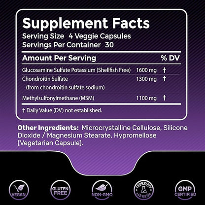 Glucosamine Chondroitin MSM Capsules, Supports Healthy 120 Count 2 Packs