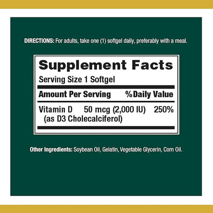 Nature's Bounty Vitamin D3, Vitamin Supplement, 50mcg, 2000IU,150 2000IU,150 Count 2)