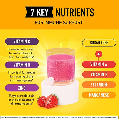 Airborne 1000mg Vitamin C with Vitamin D & Zinc, SUGAR FREE Multivitamin Immune Support Supplement, Antioxidants Vitamins A C & Vitamin E, 30 Effervescent Tablets, Very Berry Flavor