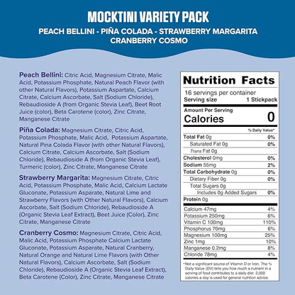 Ultima Replenisher Daily Electrolyte Powder Drink Mix – Mocktini Variety, 16 Stickpacks – Hydration Packets with 6 Key Electrolytes and Trace Minerals – Keto Friendly, Non-GMO and Sugar-Free