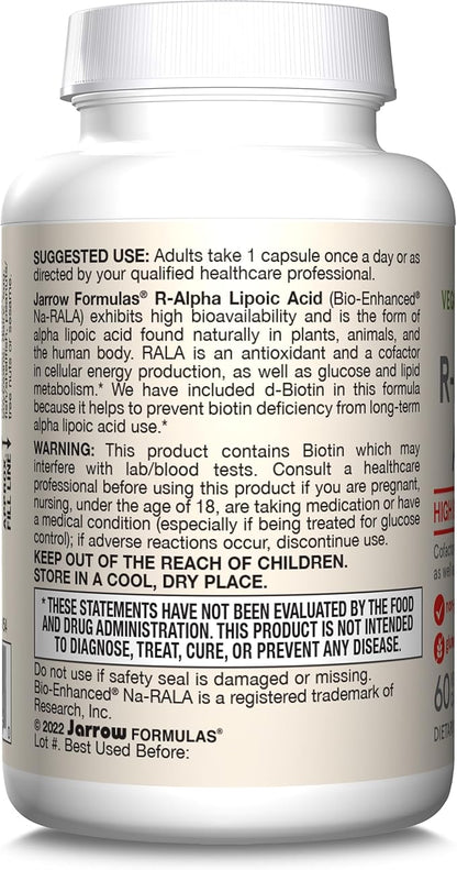Jarrow Formulas R-Alpha Lipoic Acid 100 60 Veggie 60 Day