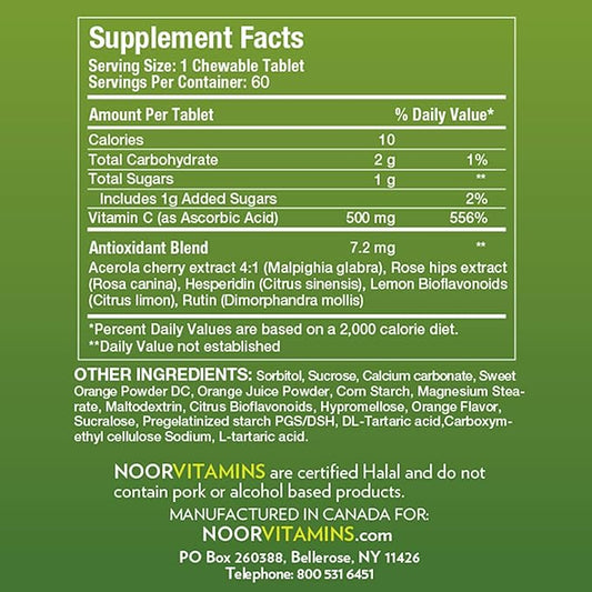 Noor Vitamins 500 MG Halal Vitamin 60 Orange 2 Month