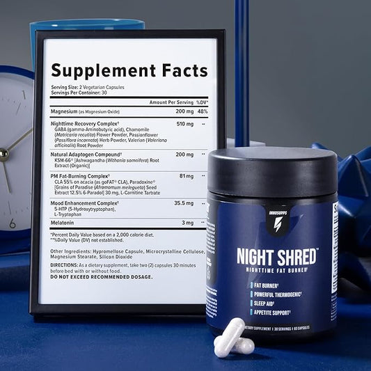 Night Shred Fat Burner and Natural 5-HTP, CLA, (60 Vegetarian