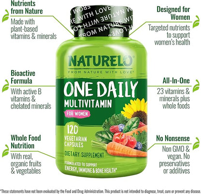 NATURELO One Daily Multivitamin for Women 120 Capsules 4 Month
