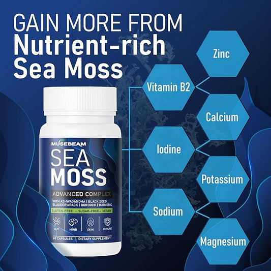 Organic Irish Sea Moss 6000mg 2000mg Black