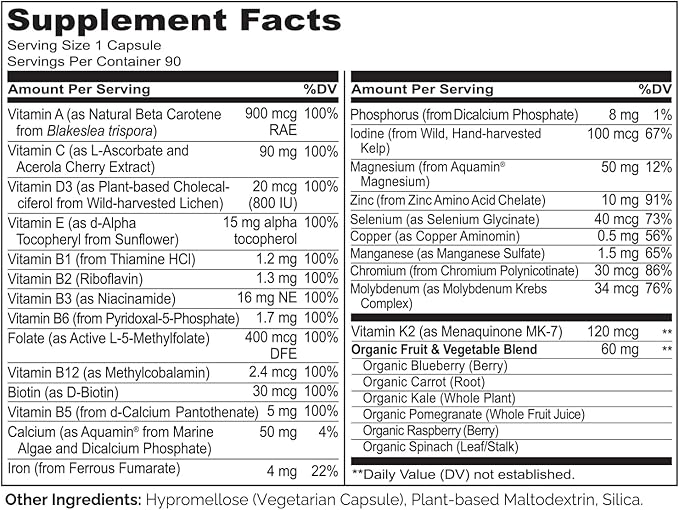 NATURELO One Daily Multivitamin for Teens 90 Capsules