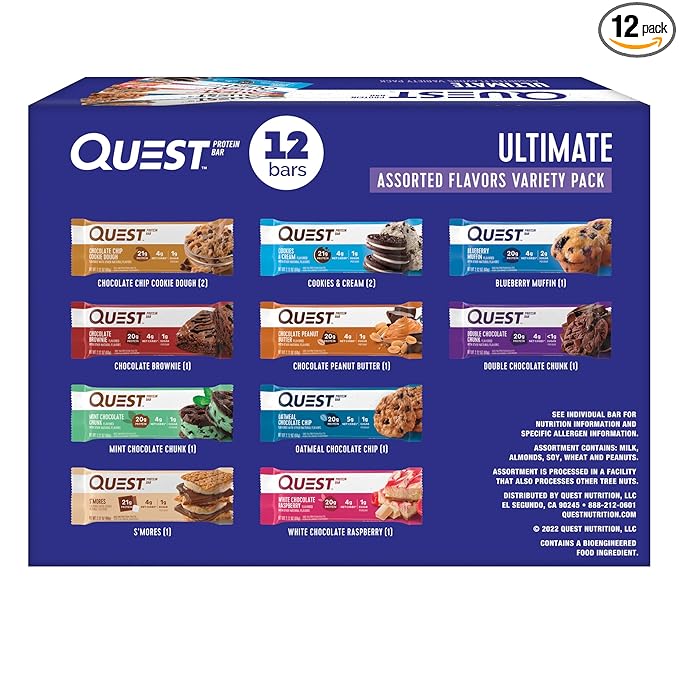 Quest Nutrition Ultimate Variety Pack Protein Bars, High Protein, Low Carb, Gluten Free, Keto Friendly, 12 Count