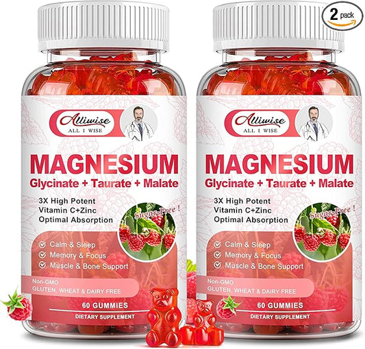 2Pack Magnesium Glycinate Gummies 500mg,Magnesium Potassium