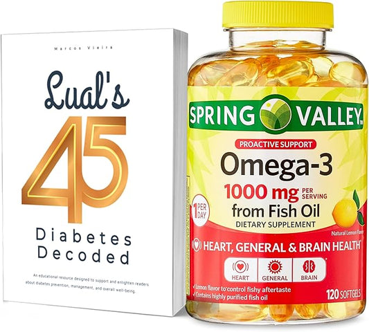Lual's 45 Diabetes Decoded Bundle Omega-3 Fish Omega-3 Fish Omega-3 Fatty 3 Supplements |Omega-3 Spring 1000mg Fish 120 Soft