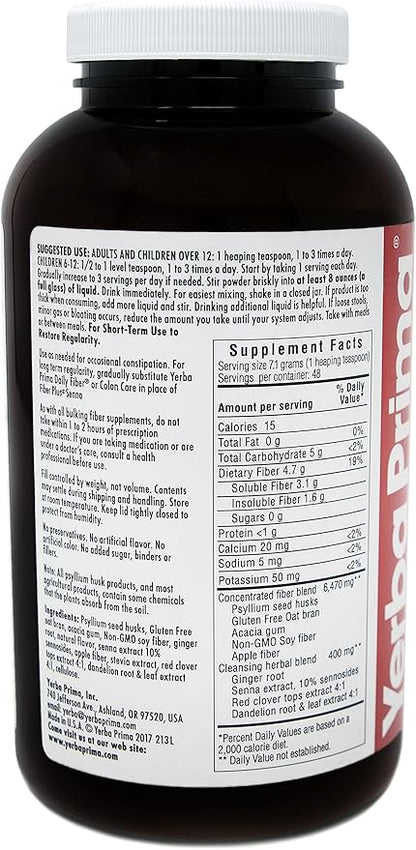 Yerba Prima Fiber Plus Senna Powder, 12 Ounce 3) -