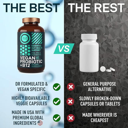 Vegan Probiotic Plus B12-22 Billion CFU B12 with 60 Gluten-Free