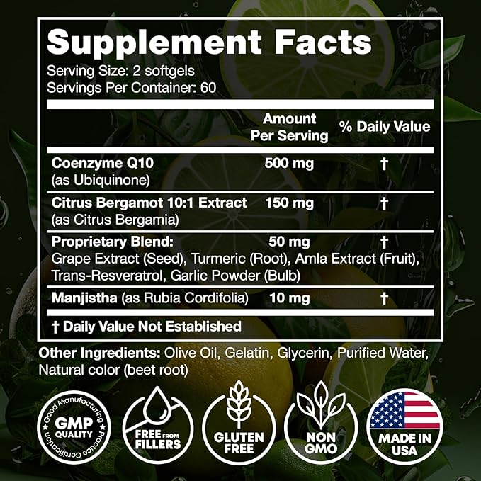 High Absorption CoQ10 500MG 10 Supplement 120 Softgels CoQ10 Nutritional Q10 - coq10 400mg 400mg softgels