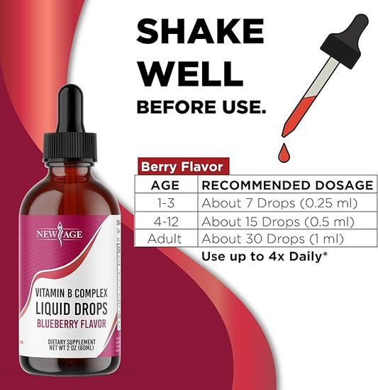 NEW AGE Vitamin B Complex Gummies B3, B5, B5, B6, B6, B7, B7, B9 B9 & B12 – (4 Fl 2))