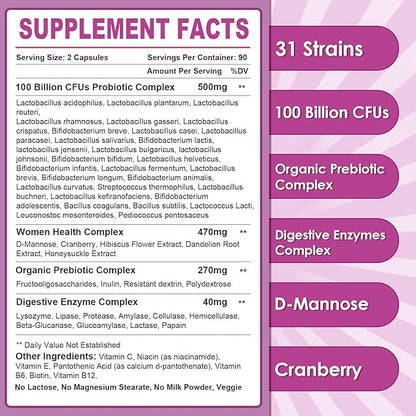Probiotics for Women Digestive Health, 100 180 Veggie