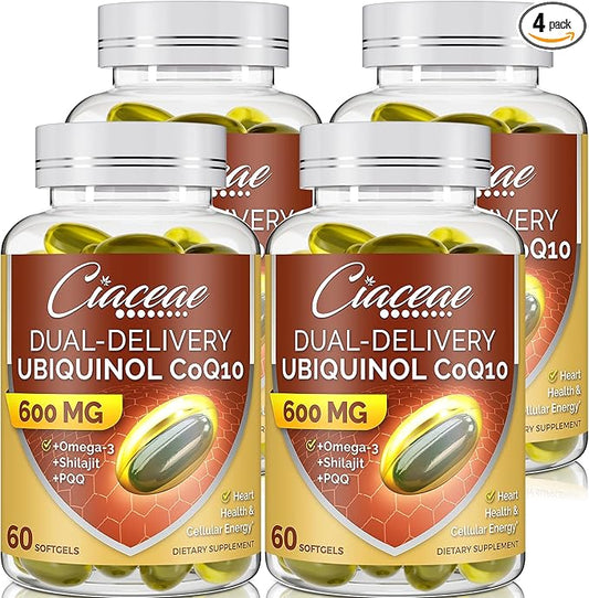 Ubiquinol CoQ10 600 MG Softgels Omega-3 & Coenzyme-Q10, Active CoQ10 Ubiquinol 240 Servings